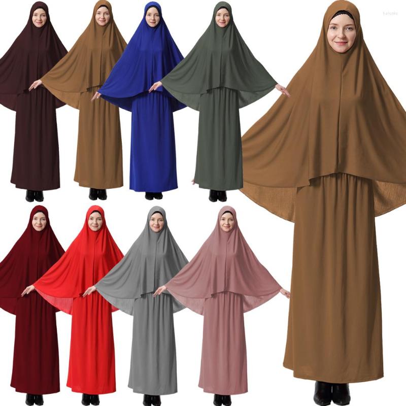 Ethnic Clothing 2pcs Abaya Muslim Women Prayer Dress Long Hijab Khimar Maxi Skirt Set Islamic Modest Robe Kaftan Overhead Abayas
Ethnic Clothing 2pcs Abaya Muslim Women Prayer Dress Long Hijab Khimar Maxi Skirt Set Islamic Modest Robe Kaftan Overhead Abayas