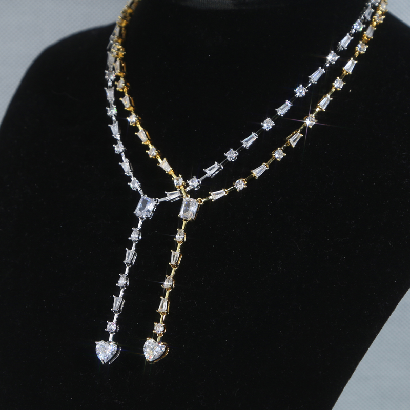 Iced Out Bg Micro Pave CZ Geometric Lariat Necklace for Women