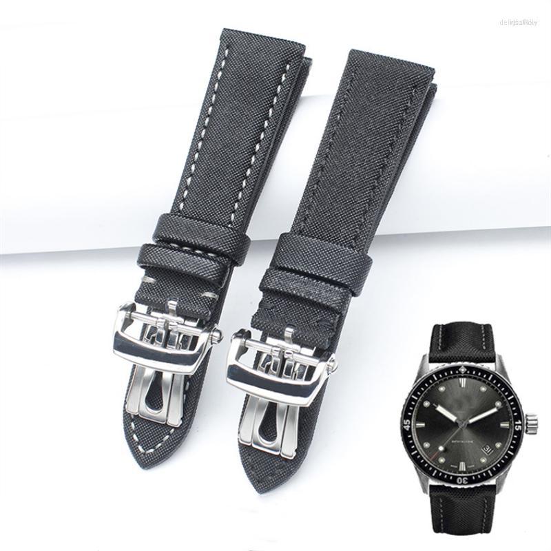 Watch Bands High Quality Genuine Leather Wrap Nylon Logo Watchband 23mm Black Smooth Strap Fit For Blancpa FIFTY FATHOMS 50
Watch Bands High Quality Genuine Leather Wrap Nylon Logo Watchband 23mm Black Smooth Strap Fit For Blancpa FIFTY FATHOMS 50