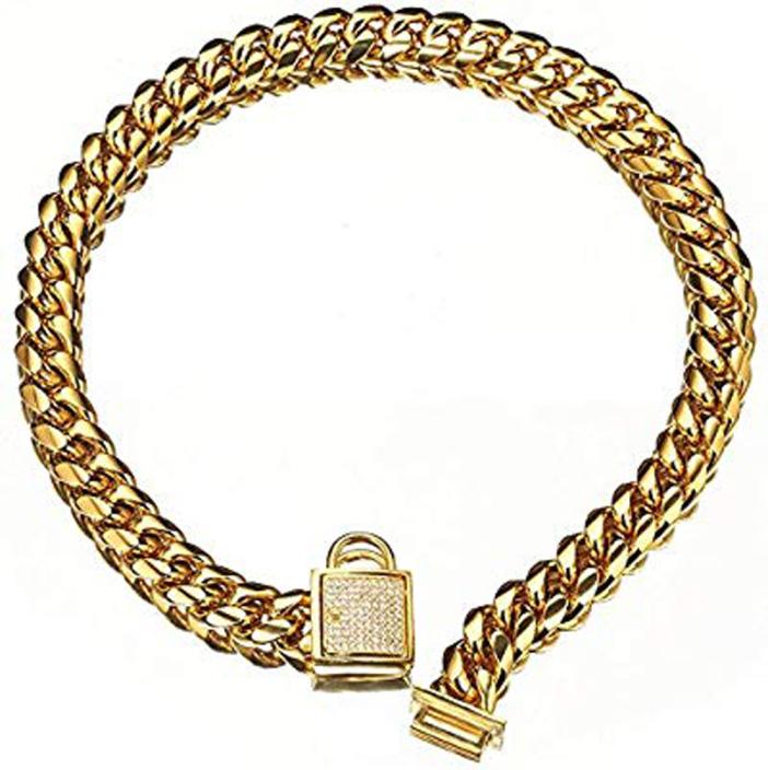 Top quality 14mm 1024inch Gold Tone Curb Cuban Pet Link Stainless Steel CZ Clasp Dog Chain Collar Whole Pet Necklaces7400418
Top quality 14mm 1024inch Gold Tone Curb Cuban Pet Link Stainless Steel CZ Clasp Dog Chain Collar Whole Pet Necklaces7400418