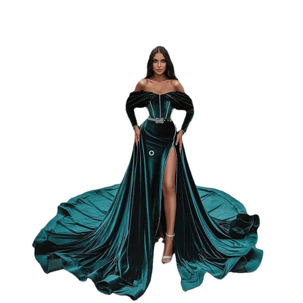 New!! Hunter Green Mermaid Evening Dresses Velvet Off Shoulder Sash Sequins Long Sleeves Prom Gown Custom Made Formal Party Side Split Floor Length Vestido de, Dark green
New!! Hunter Green Mermaid Evening Dresses Velvet Off Shoulder Sash Sequins Long Sleeves Prom Gown Custom Made Formal Party Side Split Floor Length Vestido de, Dark green