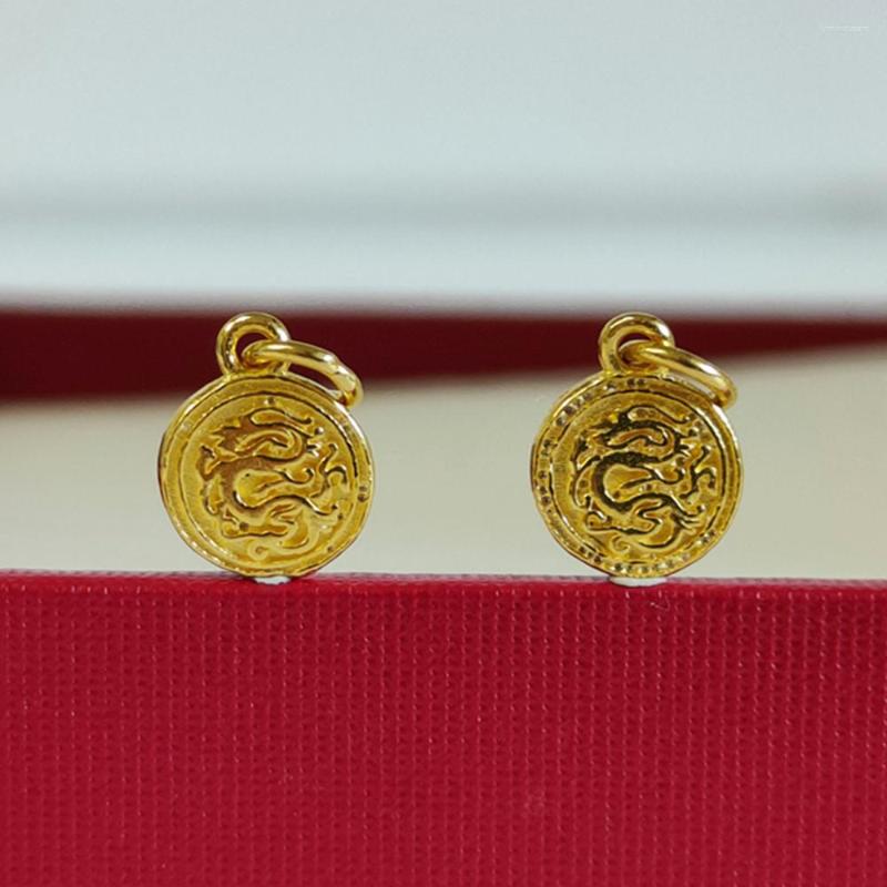 

Loose Gemstones 1pcs Pure 999 24K Yellow Gold Men Women Lucky Dragon Pendant