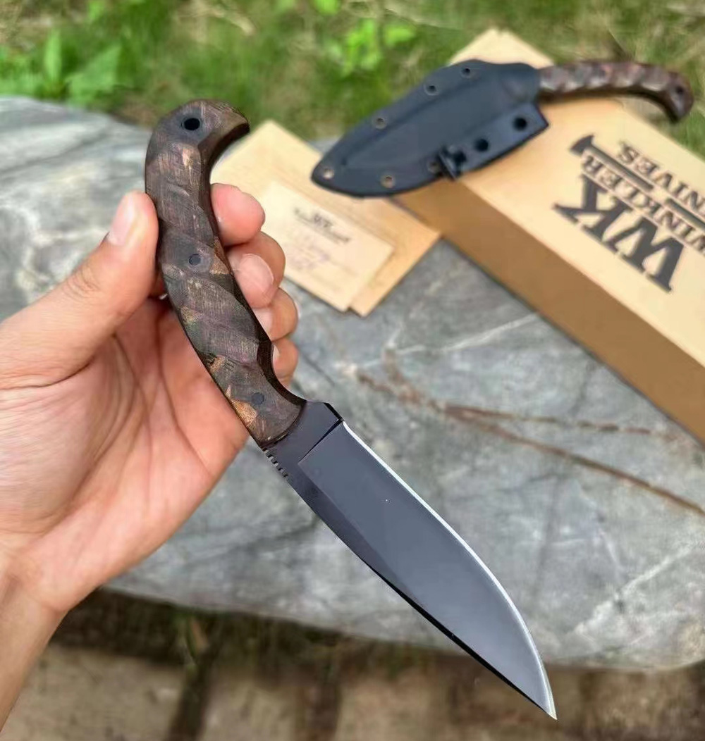Promotion H2368 Outdoor Survival knife Tactical Knife 80Crv2 Vacuum Heat Treatment Drop Point Blade Full Tang Indian Maple Handle Fixed Blade Knives w