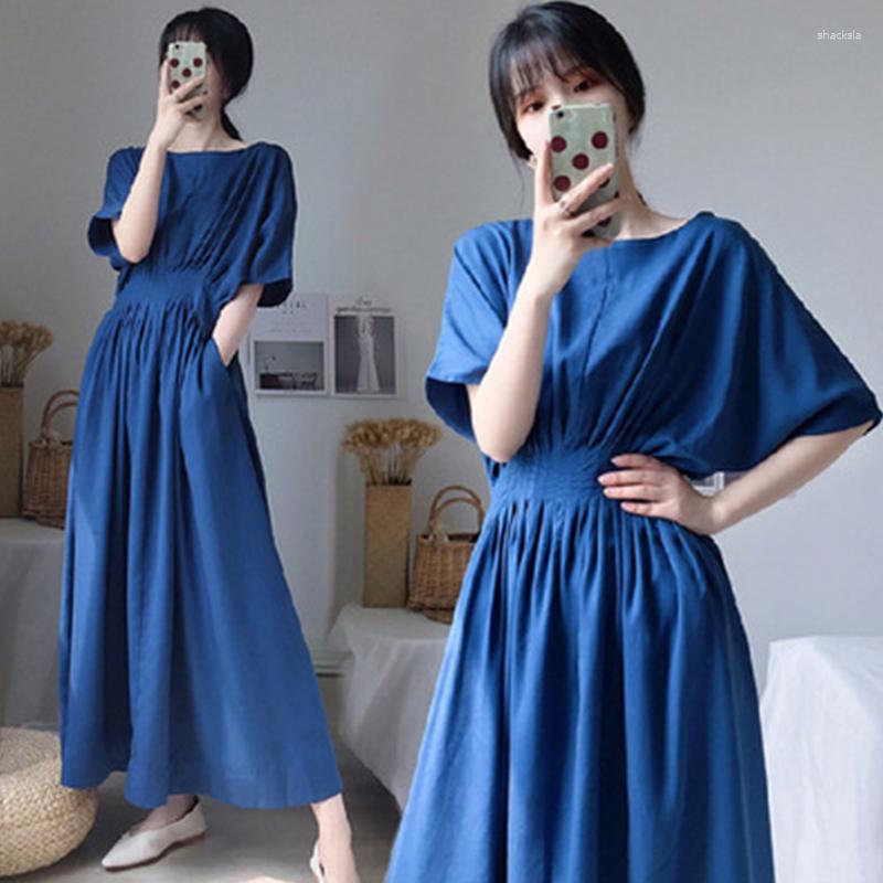Casual Dresses Vintage Long Dress Women Solid Color Short Batwing Sleeve Slim Waist Korean Chic Office Lady Vestidos, Apricot 
Casual Dresses Vintage Long Dress Women Solid Color Short Batwing Sleeve Slim Waist Korean Chic Office Lady Vestidos, Apricot