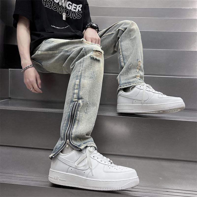 Men' Jeans European And American Vibe Style High Street Pants Men' Summer Thin Design Sense Niche Trendy Vintage With Holes, Retro blue
Men' Jeans European And American Vibe Style High Street Pants Men' Summer Thin Design Sense Niche Trendy Vintage With Holes, Retro blue