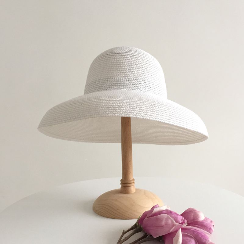 Wide Brim Hats Bucket Luna Dolphin Handmade Women Summer Sun Hat Big Eaves Beach Japanese Hepburn Style Holiday Fold Fisherman Cap Temperament Flat 23