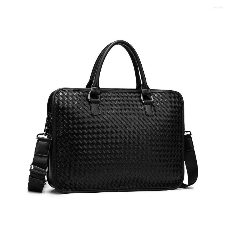 Briefcases 2023 Woven Laptop Bags Leather Men's Briefcase Weave Male Handbags Designer Messenger 14 Inch Computer Bag, Black
Briefcases 2023 Woven Laptop Bags Leather Men's Briefcase Weave Male Handbags Designer Messenger 14 Inch Computer Bag, Black