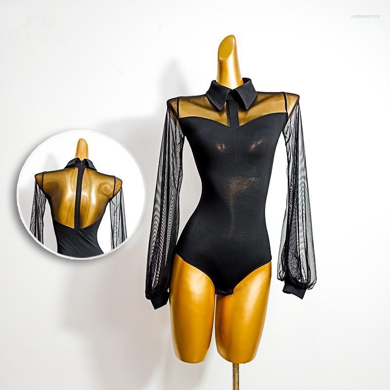Stage Wear Latin Dance Leotard Tops Mesh Women Long Sleeves Sexy Ballroom Bodysuit, Black
Stage Wear Latin Dance Leotard Tops Mesh Women Long Sleeves Sexy Ballroom Bodysuit, Black