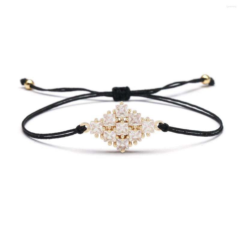 Charm Bracelets Gold Color CZ Rhombi Luxury Bracelet Temperament Geometric Braided Rope Chain Bangle Gift Women Jewelry Couple Present
Charm Bracelets Gold Color CZ Rhombi Luxury Bracelet Temperament Geometric Braided Rope Chain Bangle Gift Women Jewelry Couple Present