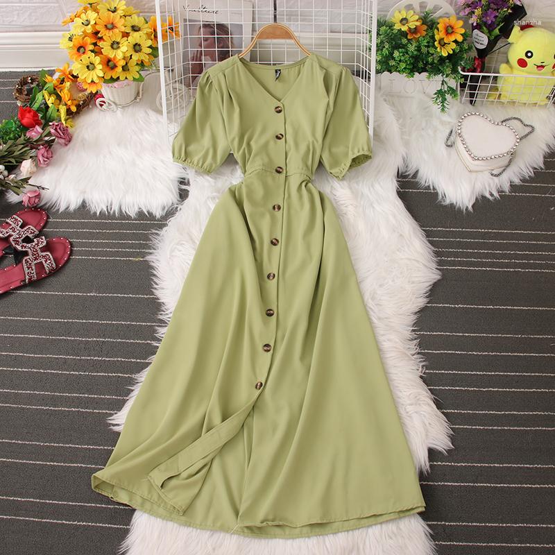 Party Dresses Puff Short Sleeve V-neck Single Breasted Female A-line 2023 French Fashion Elegant Solid Slim Summer Clothes For Women Dress
Party Dresses Puff Short Sleeve V-neck Single Breasted Female A-line 2023 French Fashion Elegant Solid Slim Summer Clothes For Women Dress