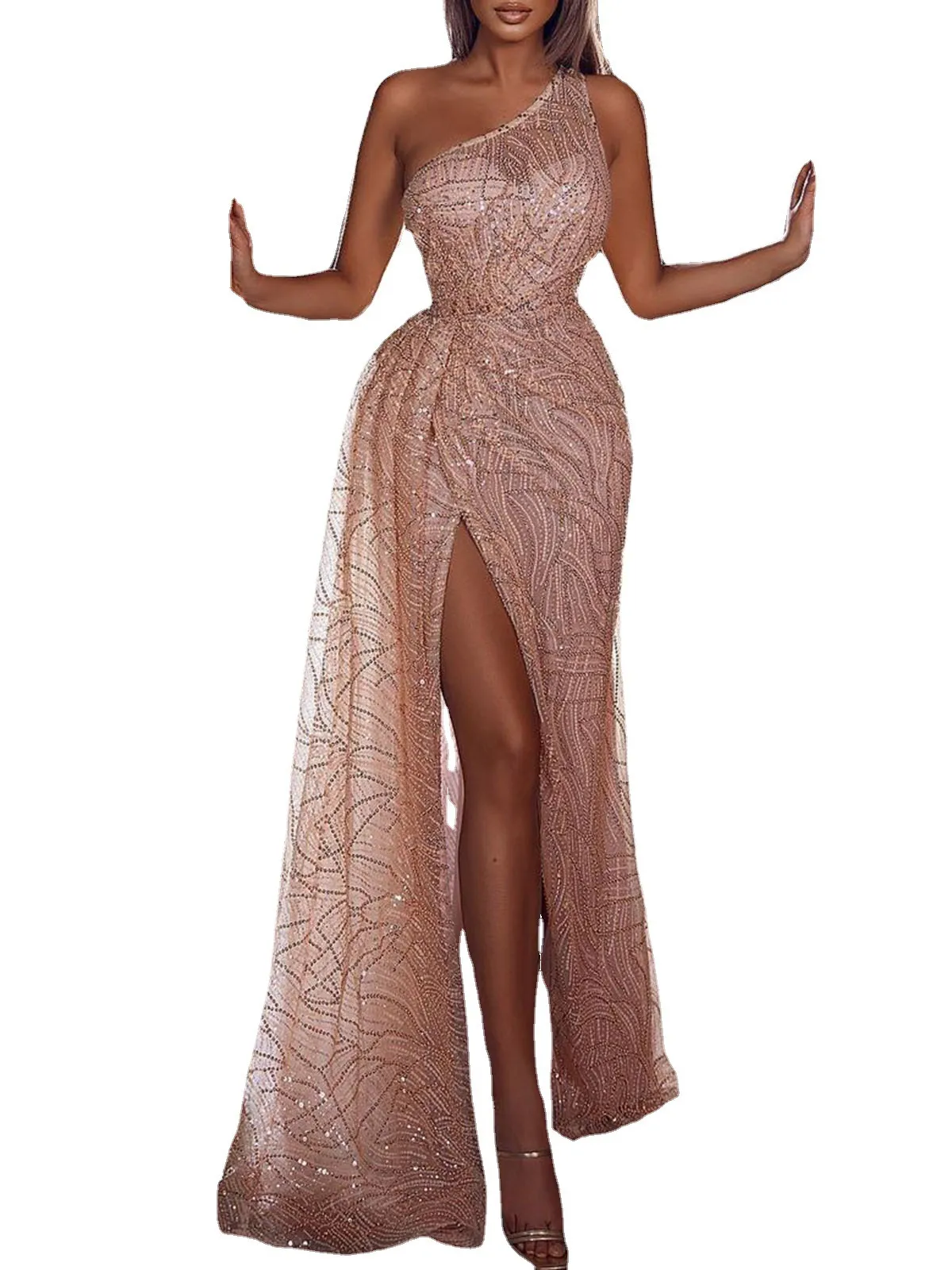 Gold Appliques Long Mermaid Evening Dresses High Side Split Sweep Train Prom Party Wear Abendkleider sequined Special Occasion Dress, Champagne
Gold Appliques Long Mermaid Evening Dresses High Side Split Sweep Train Prom Party Wear Abendkleider sequined Special Occasion Dress, Champagne