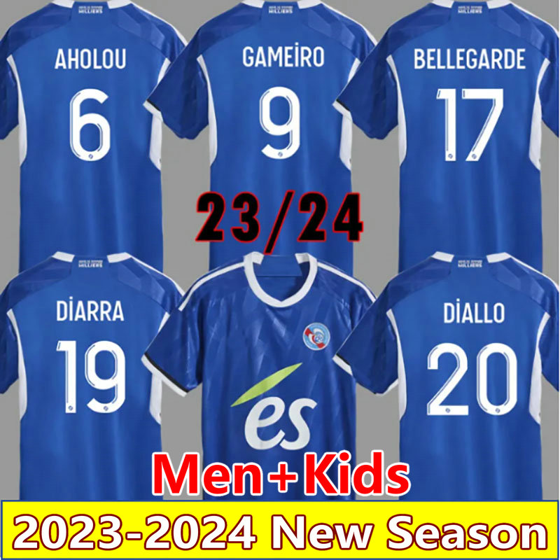 23 24 RC Strasbourg Alsace soccer jerseys SYLLA Gameiro SANSON maillot de foot LiENARD DIARRA home 2023 Diallo BELLEGARDE AHOLOU football shirt men kids uniforms