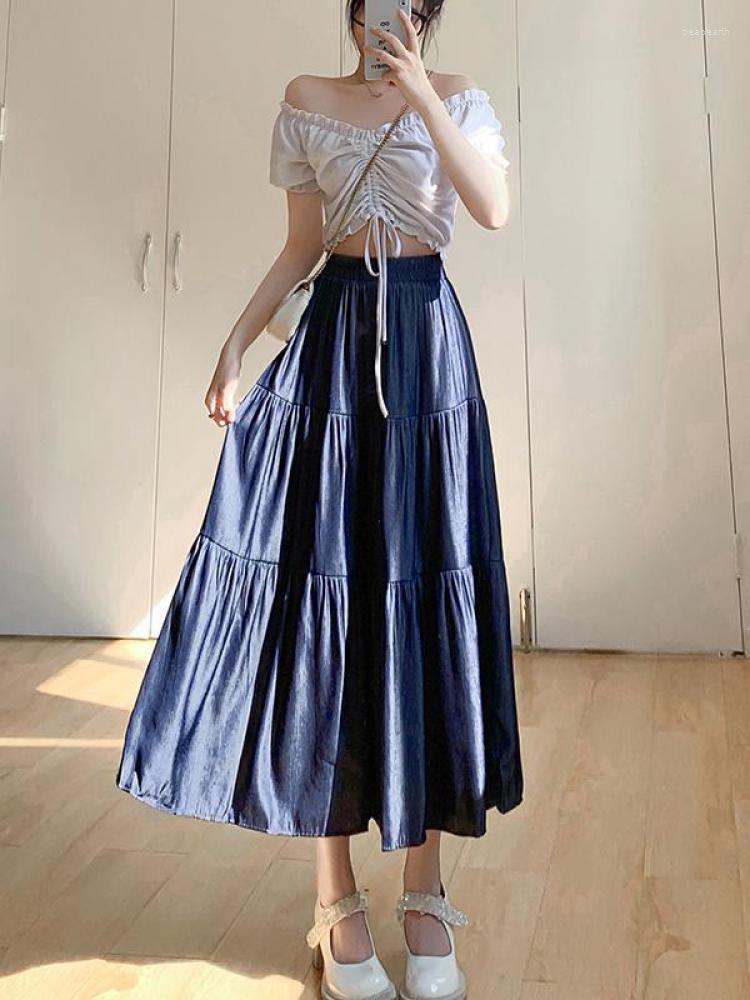 Skirts Summer Denim High Waist Long Vintage Women's Elegant Pleated Solid Casual Slim Elastic Party French Vacation, Black
Skirts Summer Denim High Waist Long Vintage Women's Elegant Pleated Solid Casual Slim Elastic Party French Vacation, Black