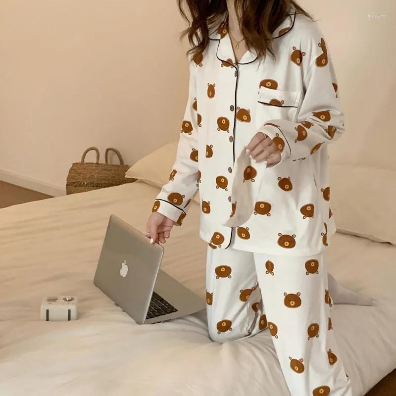 Women's Sleepwear Women's Pajamas Bear Pattern Long Sleeve Soft Set Striped Printed Pyjama Woman Home Nightwear Cardigan
Women's Sleepwear Women's Pajamas Bear Pattern Long Sleeve Soft Set Striped Printed Pyjama Woman Home Nightwear Cardigan