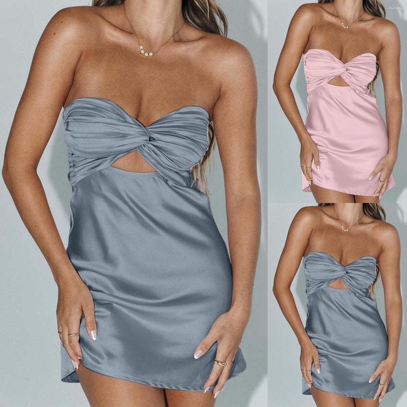 Casual Dresses European And American Women' Clothing Summer Dress Wrapped Chest Satin Leaky Backpack Hip Skirt Knotted, Pink
Casual Dresses European And American Women' Clothing Summer Dress Wrapped Chest Satin Leaky Backpack Hip Skirt Knotted, Pink