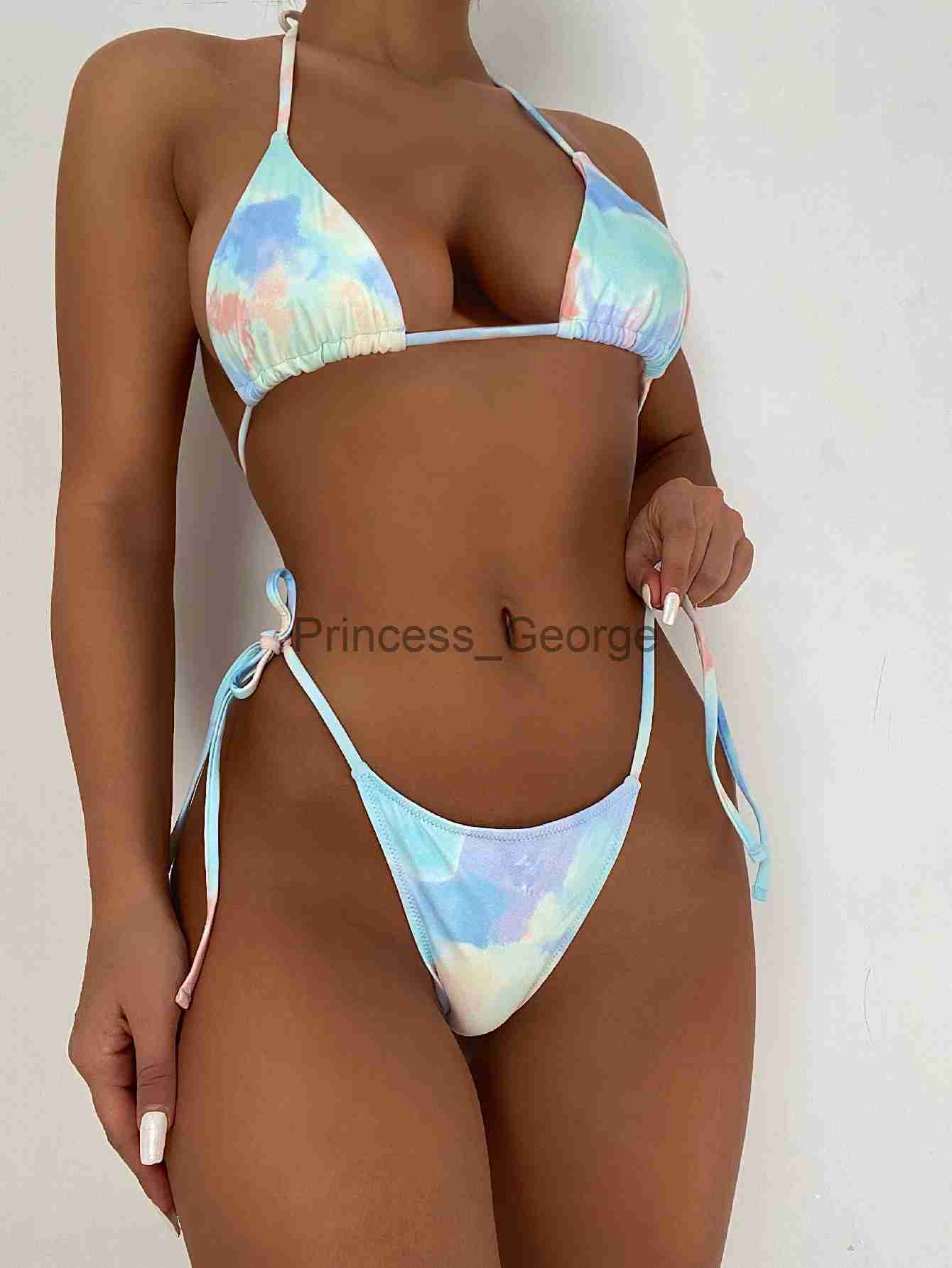 Women's Plus Size Swimwear Tie Dye Micro Triangle Halter Tie Side Bikini Swimsuit Women Two Piece Swimwear Sexy Bikini Set Summer Beach Bathing Suit x0621, Blue
Women's Plus Size Swimwear Tie Dye Micro Triangle Halter Tie Side Bikini Swimsuit Women Two Piece Swimwear Sexy Bikini Set Summer Beach Bathing Suit x0621, Blue