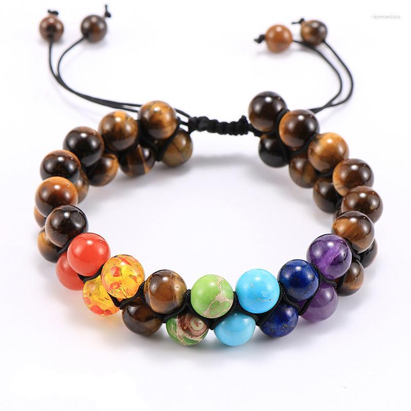 Strand Double Layer Natural Tiger Eyes Beads Tibetan Buddha 7 Chakra Lava Stone Men Bracelet Women Jewelry Gifts
Strand Double Layer Natural Tiger Eyes Beads Tibetan Buddha 7 Chakra Lava Stone Men Bracelet Women Jewelry Gifts