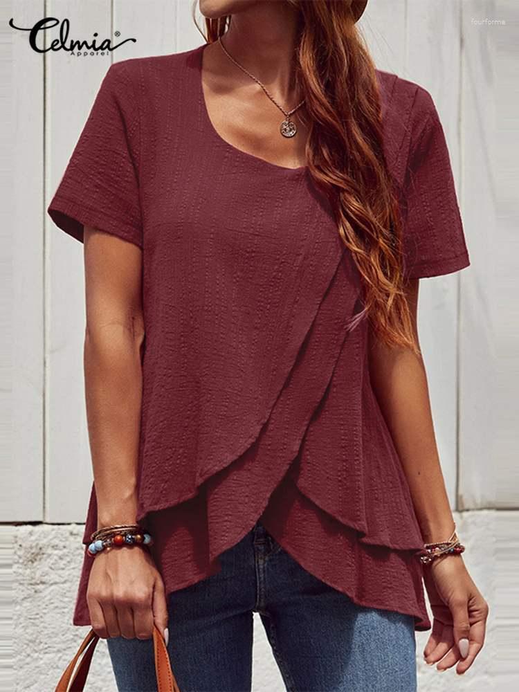 Women' Blouses Celmia Fashion Layered Hem Blusas Women 2023 Summer Cotton Linen Short Sleeve O-neck Shirts Casual Asymmetrical Wrinkle, Black
Women' Blouses Celmia Fashion Layered Hem Blusas Women 2023 Summer Cotton Linen Short Sleeve O-neck Shirts Casual Asymmetrical Wrinkle, Black
