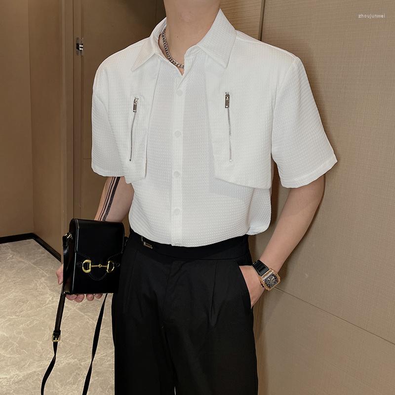 Men's Casual Shirts Summer Short Sleeve Shirt Men Fashion Social Mens Dress Korean Loose Zipper Black White Checkered
Men's Casual Shirts Summer Short Sleeve Shirt Men Fashion Social Mens Dress Korean Loose Zipper Black White Checkered