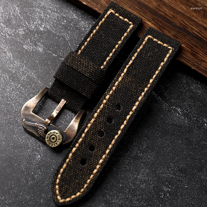 Watch Bands Handmade Canvas Laminated Leather Watchband 24MM Thickened Green Brown Old Color Bronze Men's Bracelet
Watch Bands Handmade Canvas Laminated Leather Watchband 24MM Thickened Green Brown Old Color Bronze Men's Bracelet