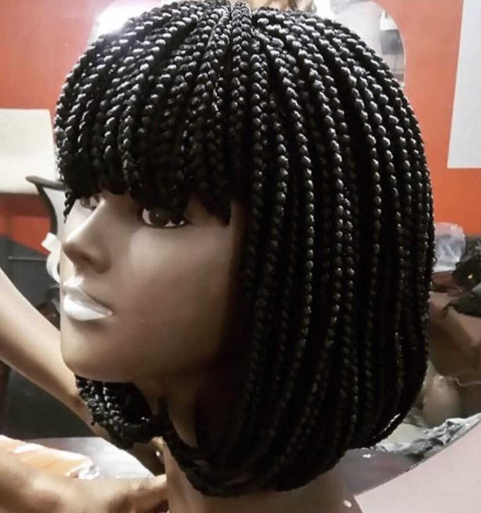 Synthetic Wigs Braid Wig Female Short Hair Straight Bangs Box Braid Rose Mesh Synthetic Fiber Headgear, Black
Synthetic Wigs Braid Wig Female Short Hair Straight Bangs Box Braid Rose Mesh Synthetic Fiber Headgear, Black