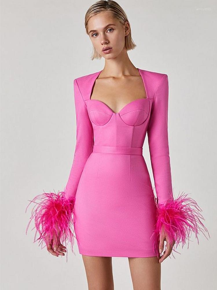 Casual Dresses Feather Bandage Dress 2023 Elegant Women's For Party Mini Sexy Pink Long Sleeve Christmas Evening Club Outfit Year, Black
Casual Dresses Feather Bandage Dress 2023 Elegant Women's For Party Mini Sexy Pink Long Sleeve Christmas Evening Club Outfit Year, Black