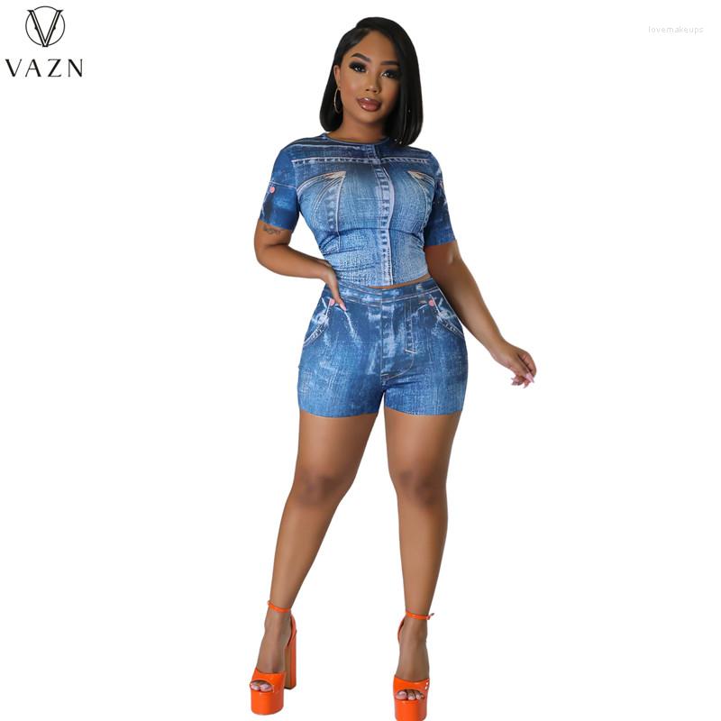 Women' Tracksuits VAZN 2023 Street Casual Style Women Sets Short Sleeve Round Neck Top Elastic Pants Lady Printed 2 Piece Set, Denim color
Women' Tracksuits VAZN 2023 Street Casual Style Women Sets Short Sleeve Round Neck Top Elastic Pants Lady Printed 2 Piece Set, Denim color