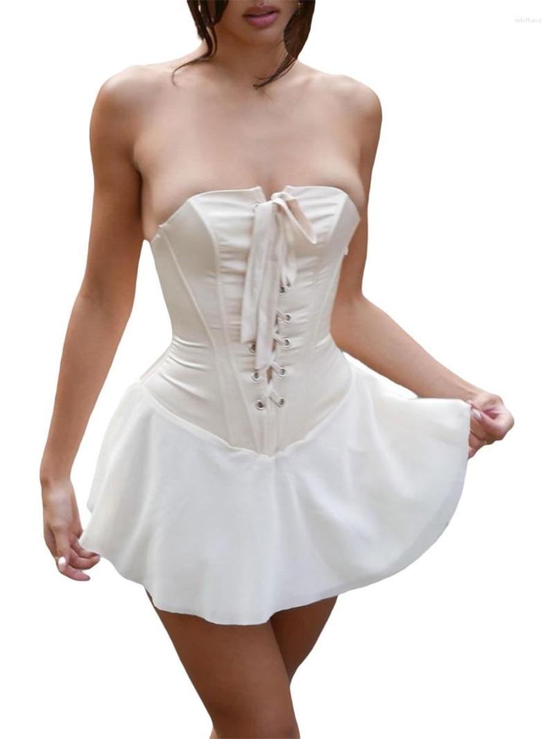 Casual Dresses Women' Strapless Tunic Dress Solid Color Sleeveless Off Shoulder Front Cross Bandage Mini A-Line, Ivory
Casual Dresses Women' Strapless Tunic Dress Solid Color Sleeveless Off Shoulder Front Cross Bandage Mini A-Line, Ivory
