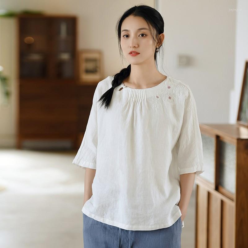 Women's T Shirts Johnature Women Vintage Embroidery Floral T-Shirts O-Neck Half Sleeve Linen Tees 2023 Summer Solid Color, White
Women's T Shirts Johnature Women Vintage Embroidery Floral T-Shirts O-Neck Half Sleeve Linen Tees 2023 Summer Solid Color, White