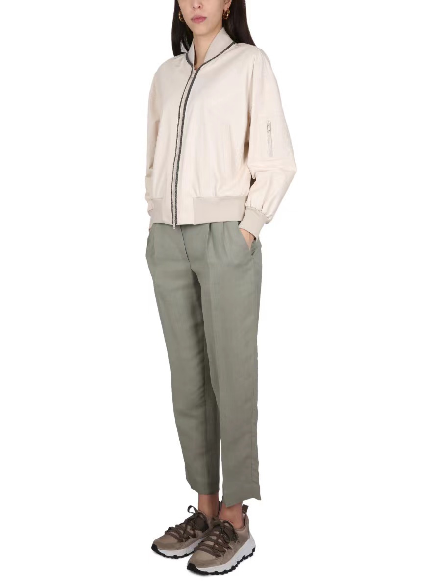 Women Jackets Brunello Cucinelli Black Beige Autumn and Winter Short Leather Jacket
Women Jackets Brunello Cucinelli Black Beige Autumn and Winter Short Leather Jacket