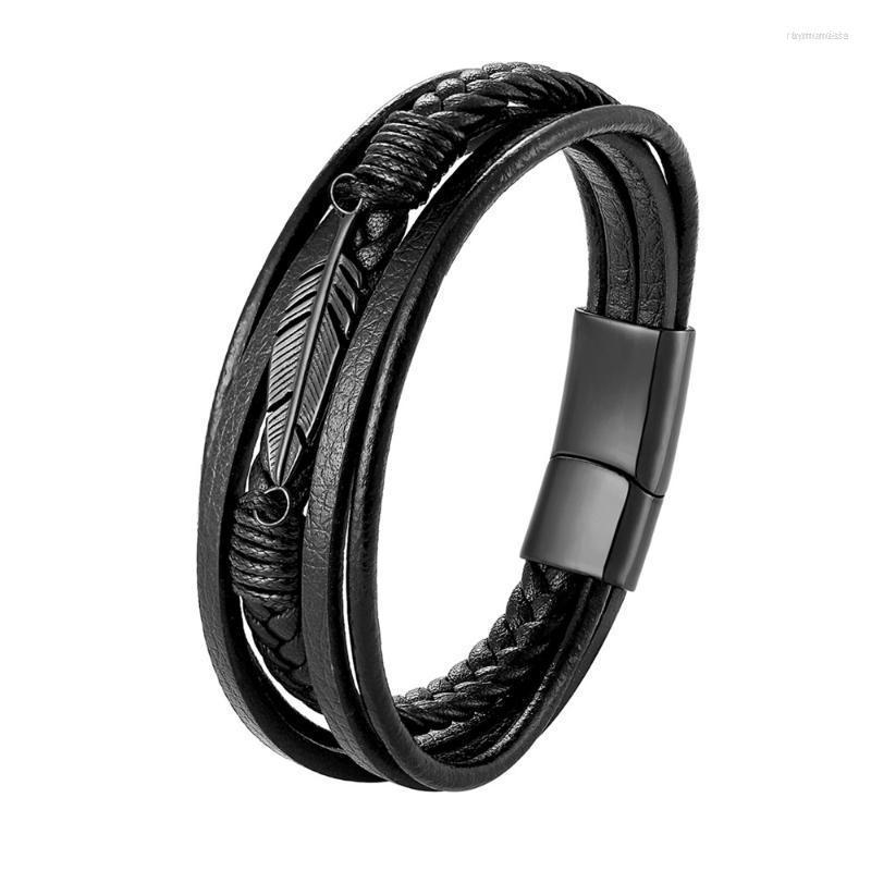 Charm Bracelets Leather Rope Bracelet Punk Style Stainless Steel Feather For MenCharm Raym22
Charm Bracelets Leather Rope Bracelet Punk Style Stainless Steel Feather For MenCharm Raym22