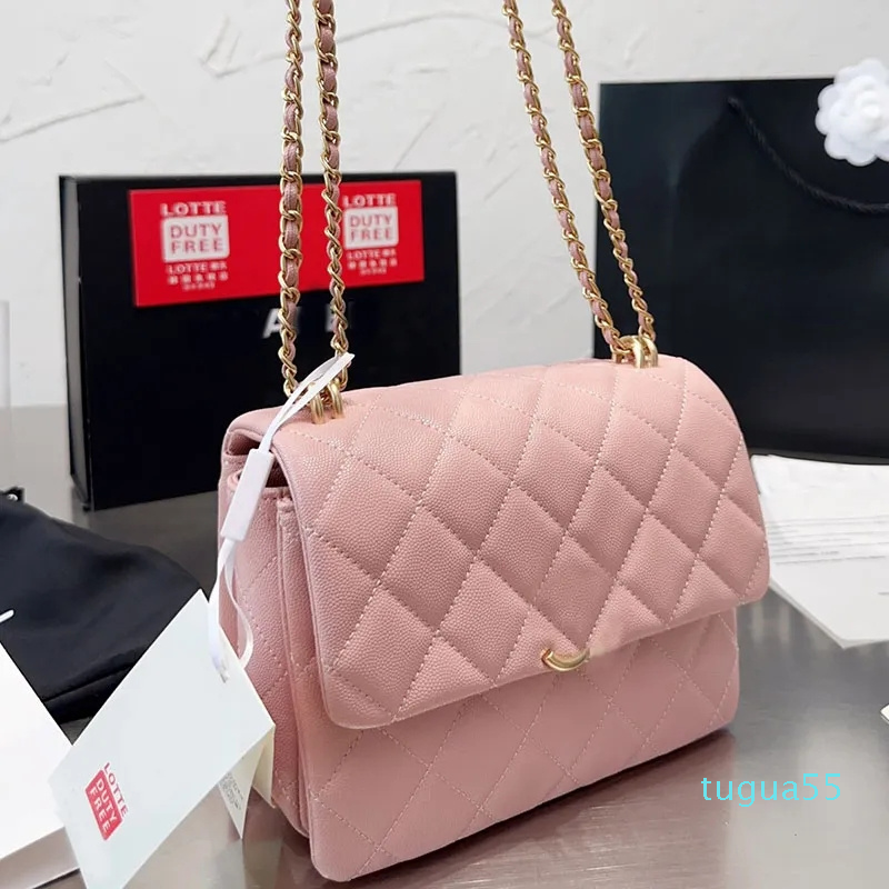 Women Designer Classic Flap Bag Caviar Leather Quilted Gold Metal Hardware Double Chain Cross Body Shoulder Handbag Luxury Purse 5 Colors 19x13cm, Blue
Women Designer Classic Flap Bag Caviar Leather Quilted Gold Metal Hardware Double Chain Cross Body Shoulder Handbag Luxury Purse 5 Colors 19x13cm, Blue