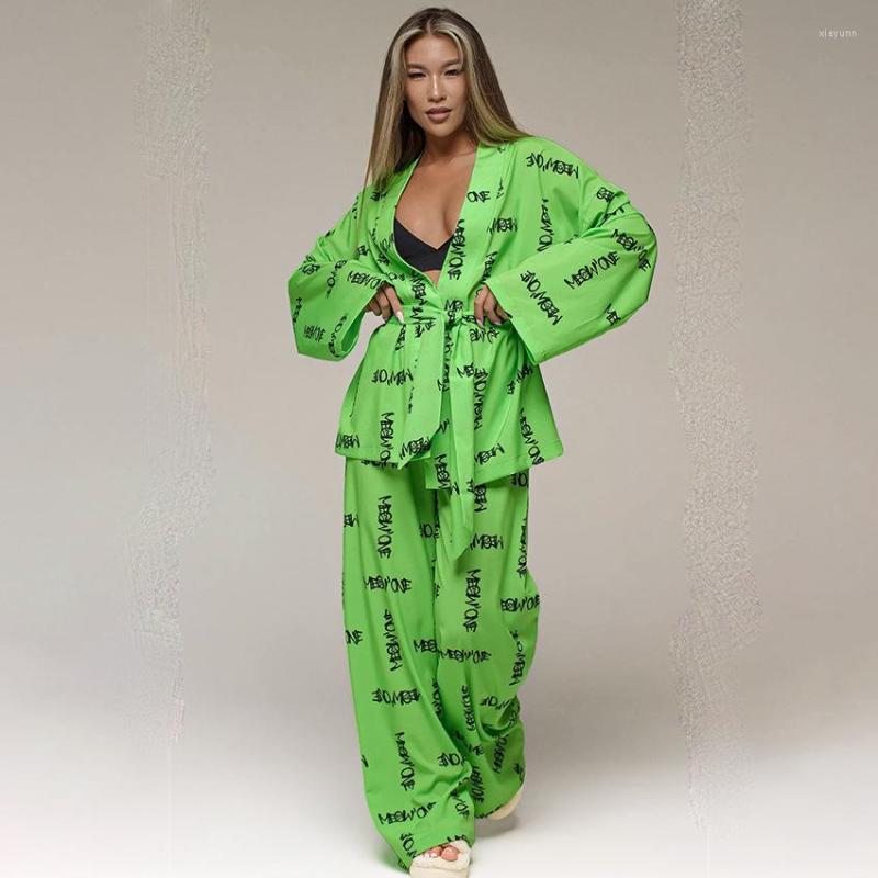 Women' Sleepwear Green Casual Loose Print Pajamas Women Night Wears Elegant Long Sleeve Lace-Up Robes With Wide Pants Set Female, Blue
Women' Sleepwear Green Casual Loose Print Pajamas Women Night Wears Elegant Long Sleeve Lace-Up Robes With Wide Pants Set Female, Blue