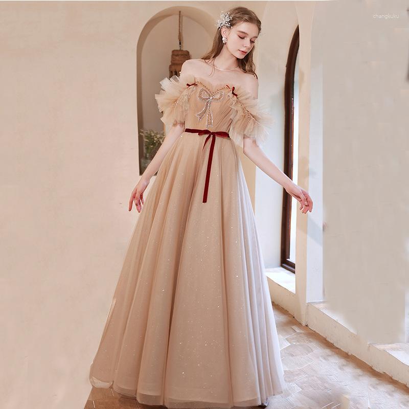 Ethnic Clothing Elegant Champagne Beading Evening Dress Women Fairy Tulle Formal Party Prom Gowns Vestido De
Ethnic Clothing Elegant Champagne Beading Evening Dress Women Fairy Tulle Formal Party Prom Gowns Vestido De