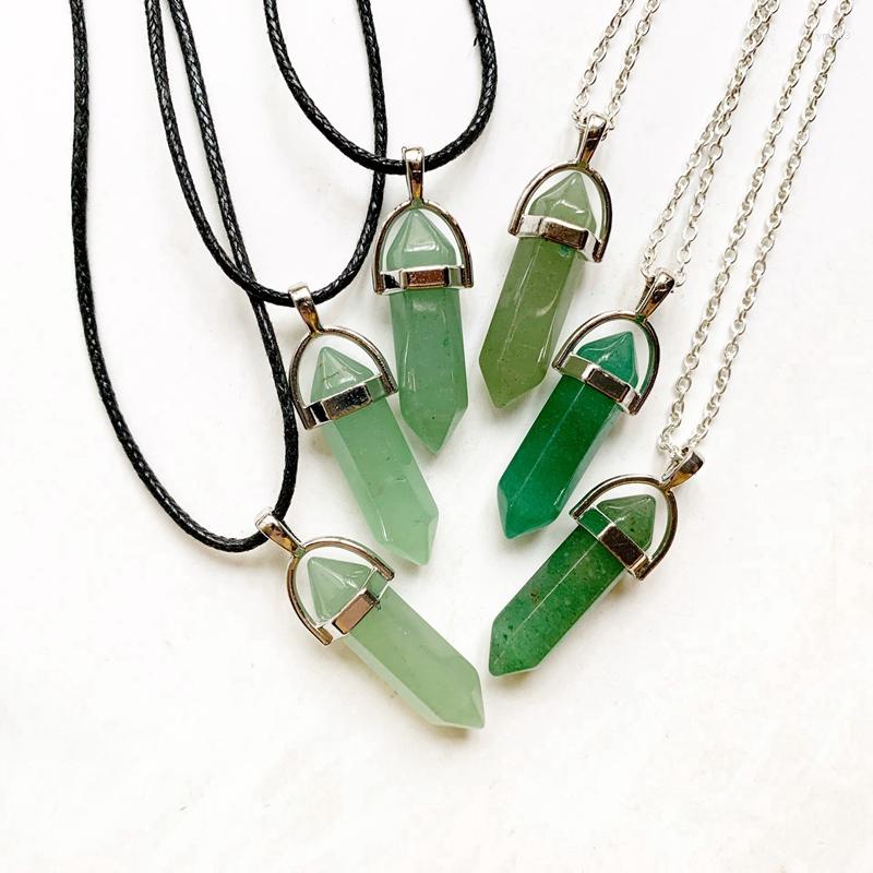 Pendant Necklaces Green Aventurine Stone Natural Crystal Hexagonal Column Necklace Link Chain Black Cord
Pendant Necklaces Green Aventurine Stone Natural Crystal Hexagonal Column Necklace Link Chain Black Cord