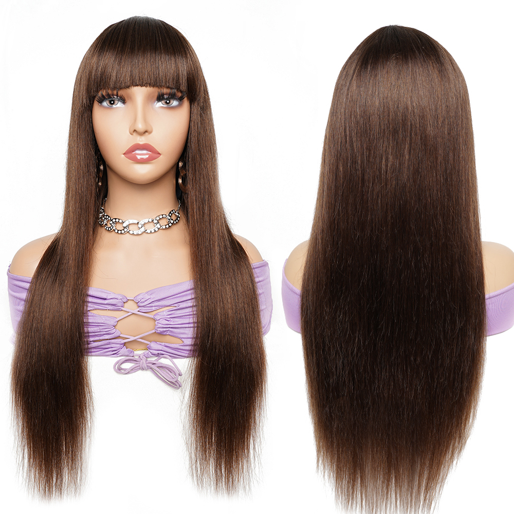 Brown Color Vietnamese Human Hair Wig with Bangs Full Machine Made Fringe Wig Free Shipping Glueless Straight Human Hair Wigs
Brown Color Vietnamese Human Hair Wig with Bangs Full Machine Made Fringe Wig Free Shipping Glueless Straight Human Hair Wigs