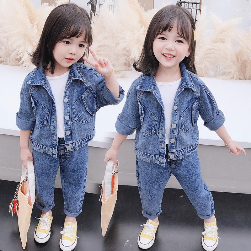 Clothing Sets Girls Denim Jacket Jeans Kids Baby Pockets Turn Down Collar Suits 2023 Spring Autumn Child Clothes, Blue
Clothing Sets Girls Denim Jacket Jeans Kids Baby Pockets Turn Down Collar Suits 2023 Spring Autumn Child Clothes, Blue