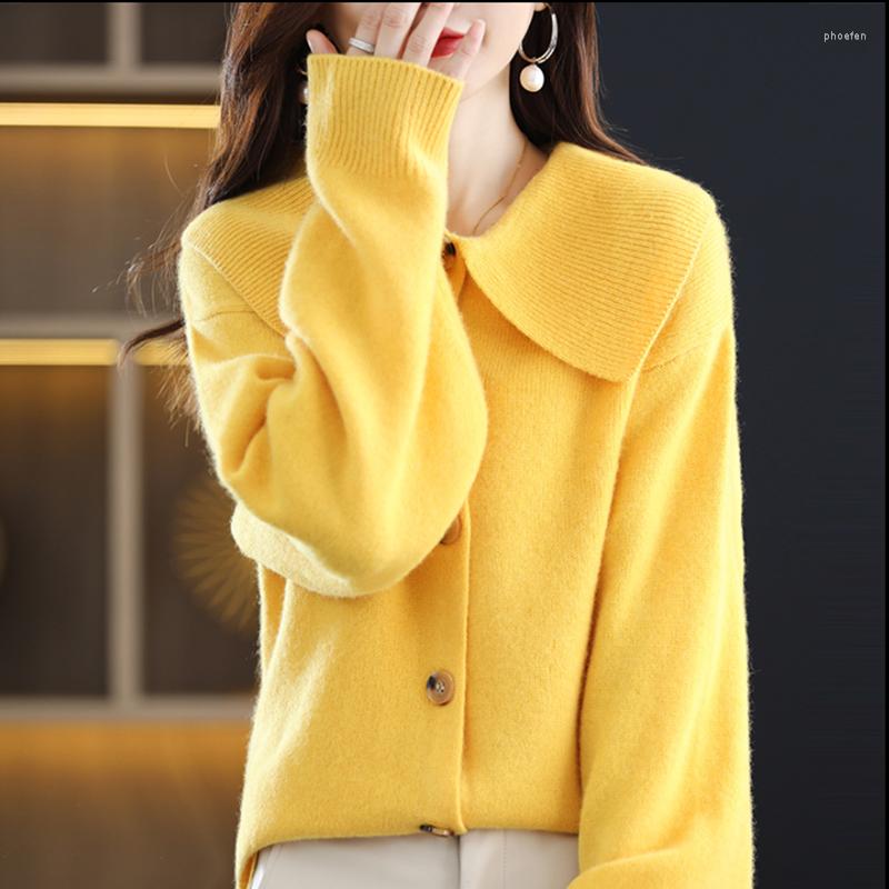 Women' Knits POLO Collar Pure Woolen Sweater Women' Loose Autumn/Winter Cardigan Temperament Coat Cashmere Underlay, Green
Women' Knits POLO Collar Pure Woolen Sweater Women' Loose Autumn/Winter Cardigan Temperament Coat Cashmere Underlay, Green