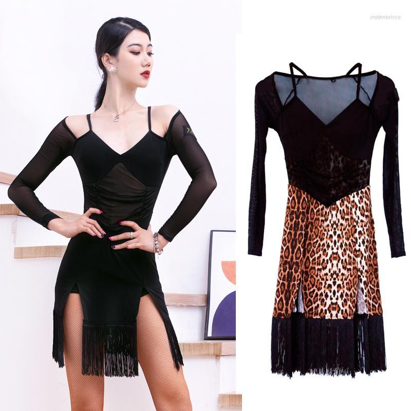 Stage Wear Female Adult Latin Dance Dress Mesh Stitching Side Slits Long Sleeved Fringed For Women Practice DN10054, Picture shown
Stage Wear Female Adult Latin Dance Dress Mesh Stitching Side Slits Long Sleeved Fringed For Women Practice DN10054, Picture shown