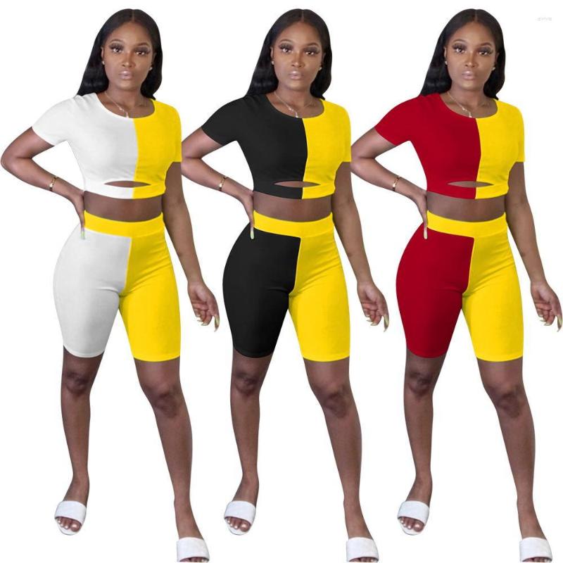 Women' Tracksuits Summer Patchwork 2 Piece Shorts Sets Women Short Sleeve O Neck Crop Top And Biker Casual Tracksuit Matching Jogger Suits, White
Women' Tracksuits Summer Patchwork 2 Piece Shorts Sets Women Short Sleeve O Neck Crop Top And Biker Casual Tracksuit Matching Jogger Suits, White