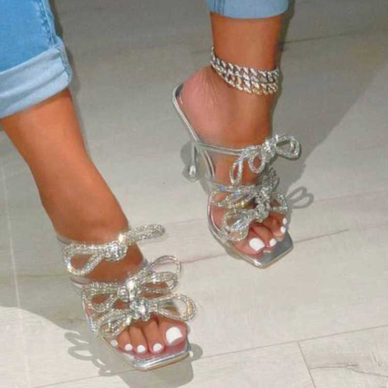 Sandals for Women 2023 New Bow Tie Square Toe Open Rhinestone Wine Cup Large External Wear High Heel Slippers, Silver
Sandals for Women 2023 New Bow Tie Square Toe Open Rhinestone Wine Cup Large External Wear High Heel Slippers, Silver