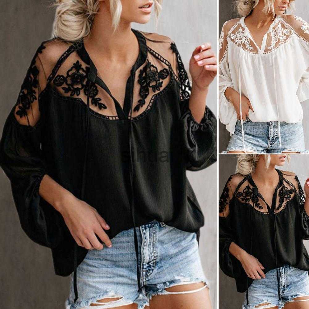 Women's Blouses Shirts Summer Sexy Lace Mesh Shirt Embroidery Patchwork Women Casual Long Sleeve Tops Chiffon Blouse Loose Tops Shirts Female Blusas J230621, Black
Women's Blouses Shirts Summer Sexy Lace Mesh Shirt Embroidery Patchwork Women Casual Long Sleeve Tops Chiffon Blouse Loose Tops Shirts Female Blusas J230621, Black