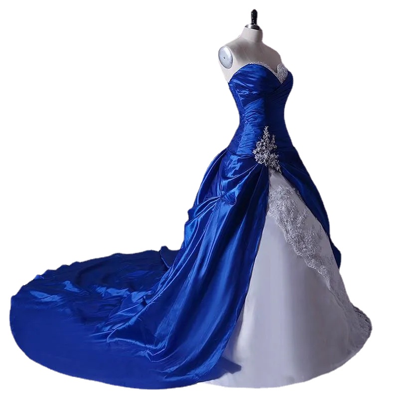 Shiny Real Image New White and Royal Blue A Line Wedding Dress Lace Taffeta Appliques Bridal Gown Beads Custom Made Crystal Fashionable, Same as image
Shiny Real Image New White and Royal Blue A Line Wedding Dress Lace Taffeta Appliques Bridal Gown Beads Custom Made Crystal Fashionable, Same as image