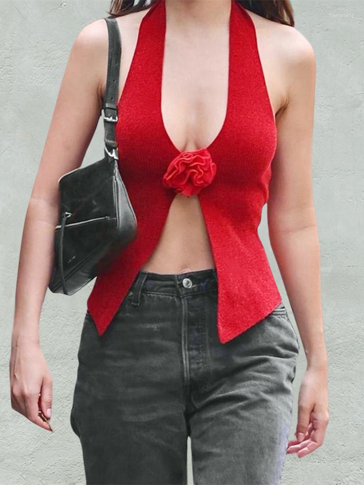 Women' Tanks Women Flower Frill Y2K Tank Top Sleeveless Halter Deep V Neck Split Crop Summer Casual Retro Chic Vest Streetwear, Red
Women' Tanks Women Flower Frill Y2K Tank Top Sleeveless Halter Deep V Neck Split Crop Summer Casual Retro Chic Vest Streetwear, Red