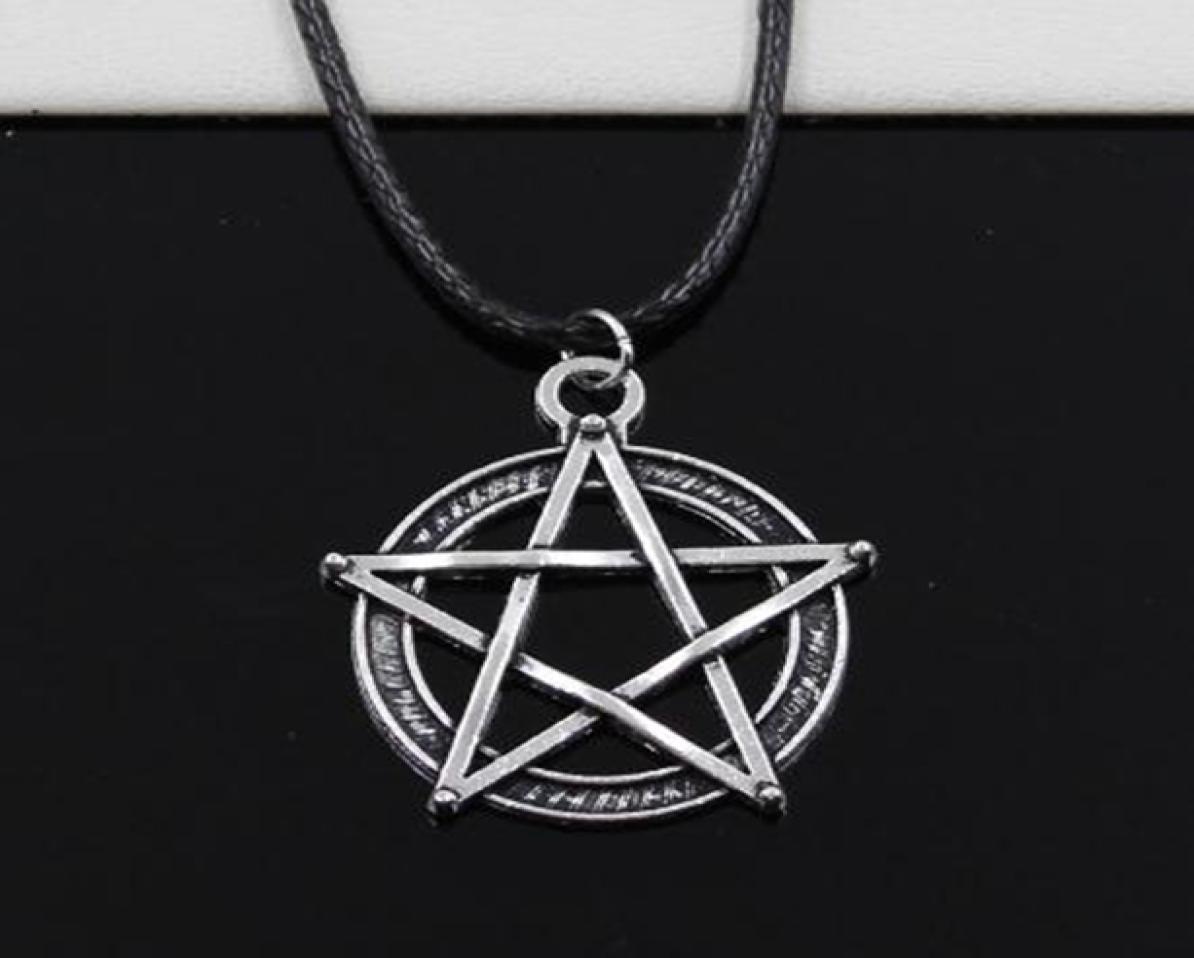 New 20pcslot Tibetan Silver Star Pentagram Necklace Choker Charm Black Leather Cord Necklace DIY9806359
New 20pcslot Tibetan Silver Star Pentagram Necklace Choker Charm Black Leather Cord Necklace DIY9806359