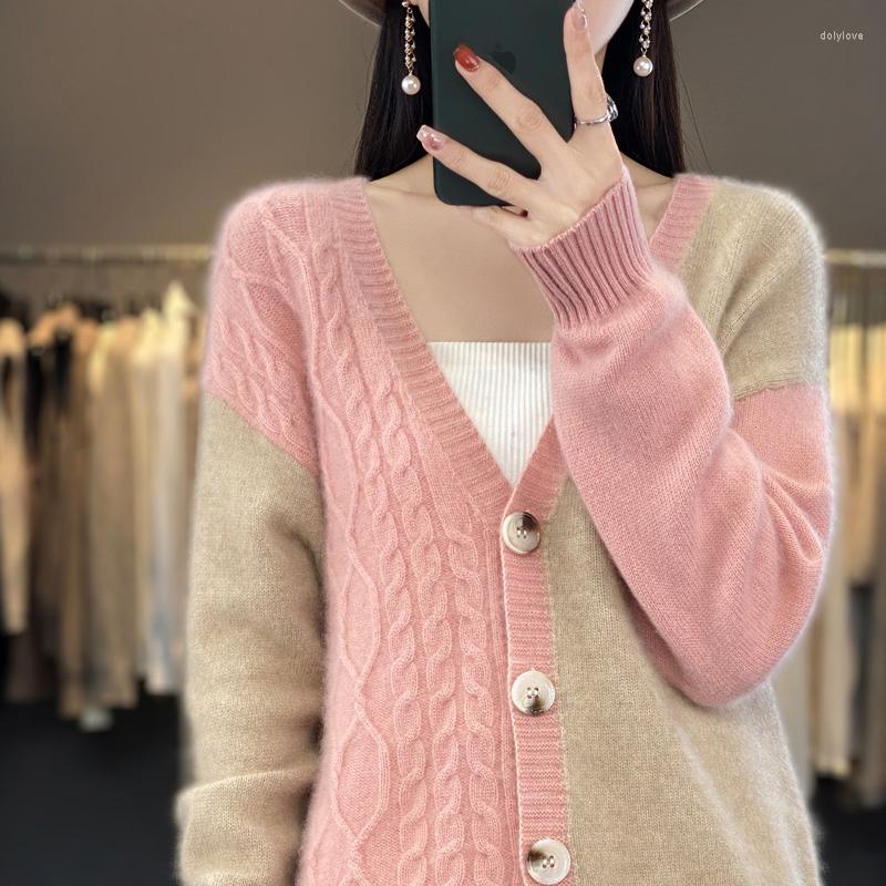 Women' Knits Cashmere Coat Women' V-Neck Cardigan Fashion Knitting Contrast Color Ssweater Korean Version Luxury Loose Jake Spring, Pink
Women' Knits Cashmere Coat Women' V-Neck Cardigan Fashion Knitting Contrast Color Ssweater Korean Version Luxury Loose Jake Spring, Pink
