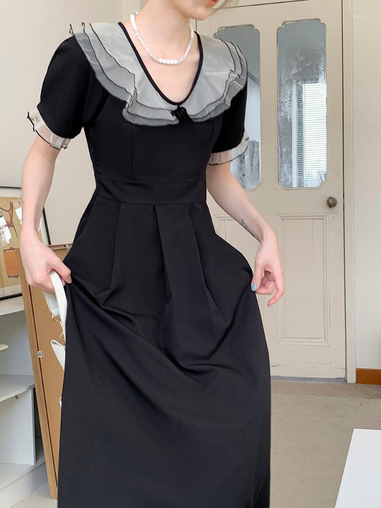 Party Dresses French Temperament Vintage Women Hepburn Style Black Dress Niche Design Vestidos Puff Sleeve Doll Collar Summer Robe
Party Dresses French Temperament Vintage Women Hepburn Style Black Dress Niche Design Vestidos Puff Sleeve Doll Collar Summer Robe