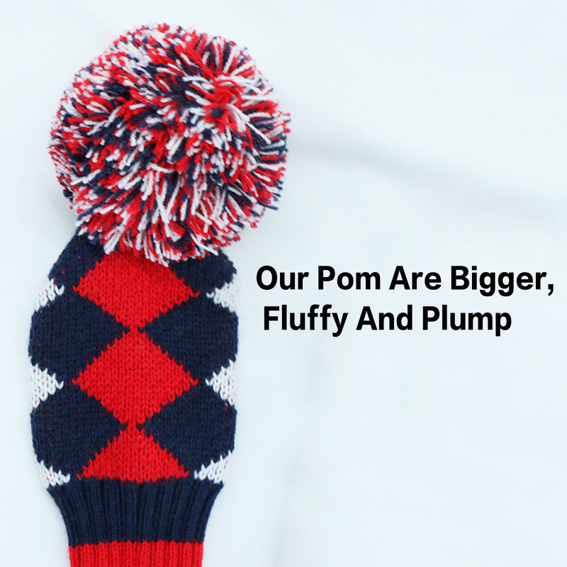 Other Golf Products Pom Knitted Golf Club Head Covers for Woods Driver Fairway Hybrid with Number Tag 3 5 7 X Drop 230620