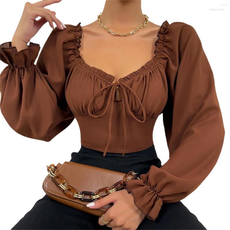 Women's Blouses Women's Women Fashion Elegant Blouse Shirt Ladies Long Sleeve Ruffled Drawstring Casual Spring Summer Crop Tops, Coffee
Women's Blouses Women's Women Fashion Elegant Blouse Shirt Ladies Long Sleeve Ruffled Drawstring Casual Spring Summer Crop Tops, Coffee