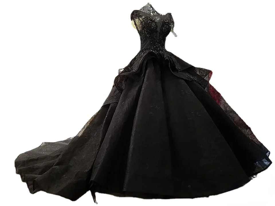 New Arrival Luxury Ball Gown Black Wedding Dresses Gothic Court Vintage Non White Bridal Wed Gowns Pricness Long Train Beaded Cap Sleeves, Same as image
New Arrival Luxury Ball Gown Black Wedding Dresses Gothic Court Vintage Non White Bridal Wed Gowns Pricness Long Train Beaded Cap Sleeves, Same as image